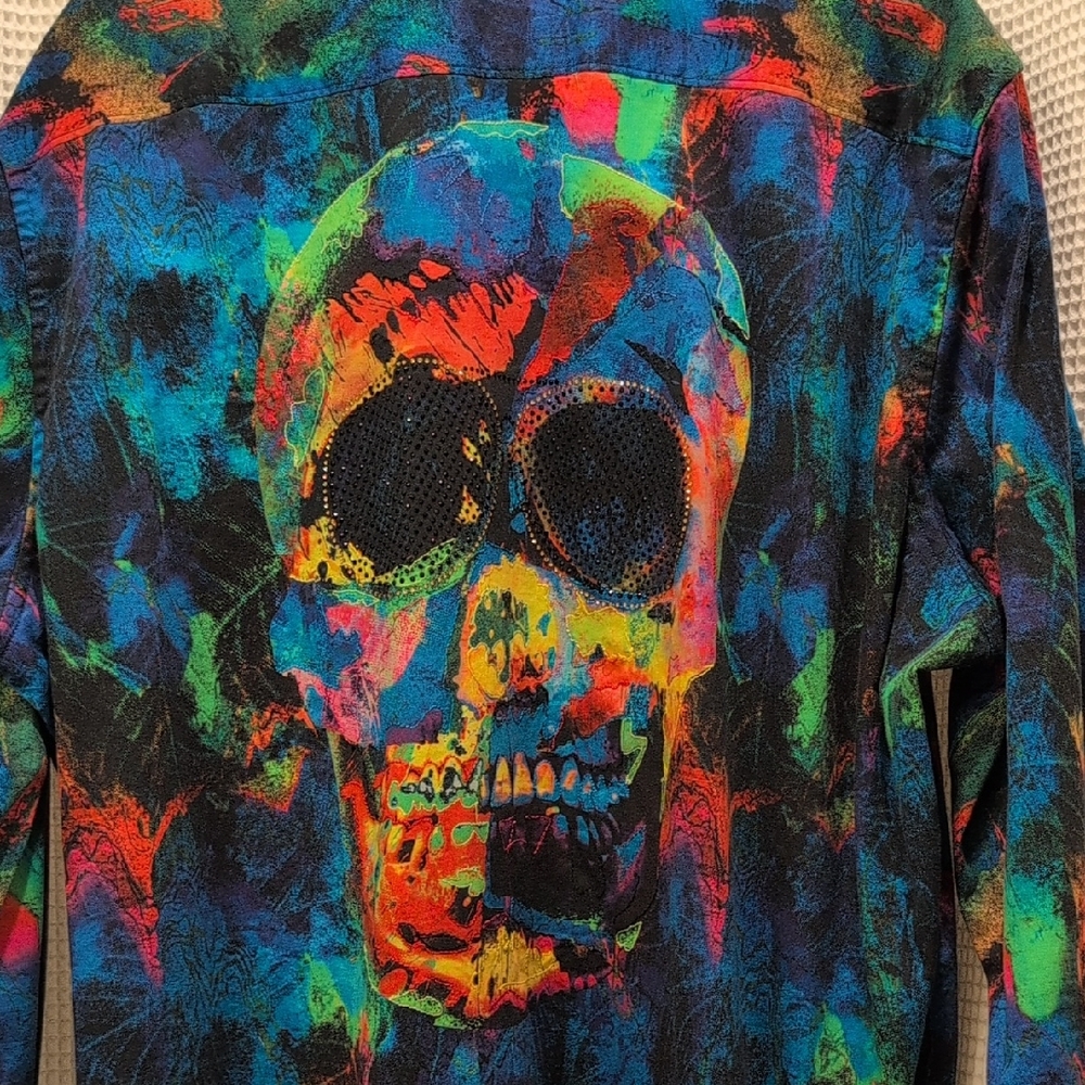 Robert Graham Colorful Skull Graphic Shirt